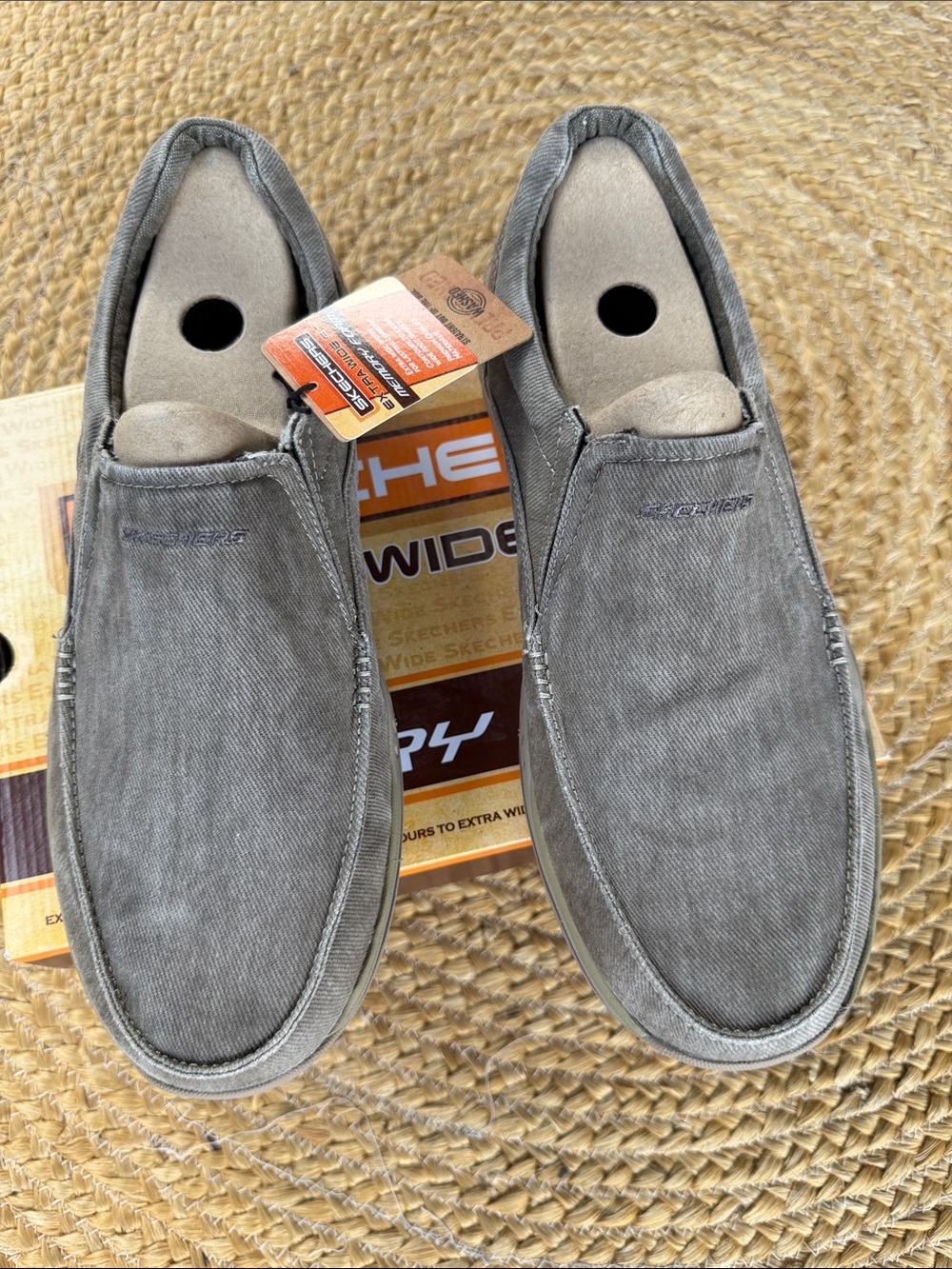 Skechers Men’s Gray Canvas Slip-On Loafers